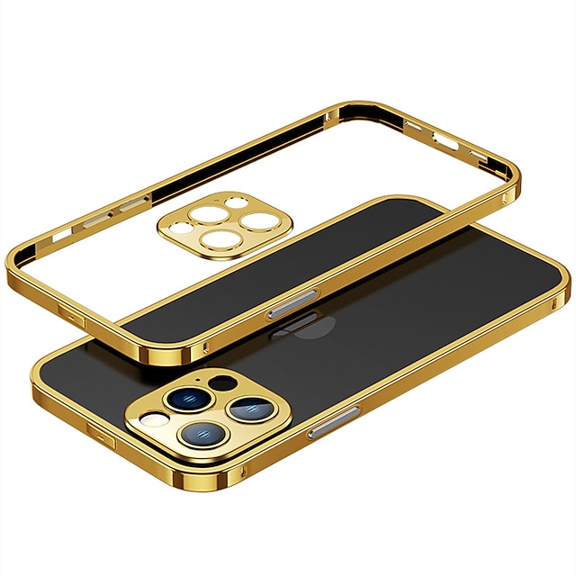  Phone Case For Apple Bumper Stainless Steel Metal Frame iPhone 13 Pro Max 12 Pro Max Solid Colored Metal Aluminium Shell Buckle Protective Cover