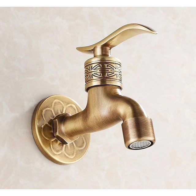 Outdoor Faucet,Wall Mount Antique Brass Faucet,Garden Outdoor ...