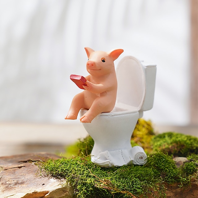 Home & Garden Home Decor | Small Animal Toilet Series Ornaments Decorative Objects Resin Modern Contemporary for Home Decoration