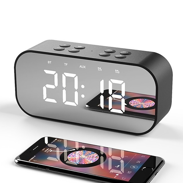  BT501 Wireless Bluetooth Speaker FM Radio Sound Box Desktop Alarm Clock Subwoofer Music Player TF Card Bass Speaker Boom For All Phone