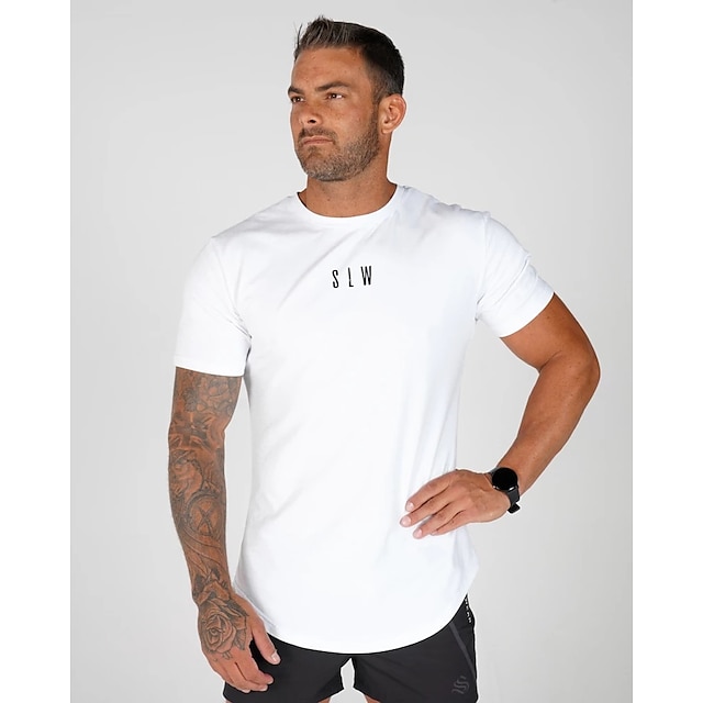 Sports & Outdoors Running, Jogging & Walking | Mens Running Shirt Tee Tshirt Top Athletic Athleisure Summer Spandex Breathable Q