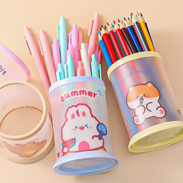 Consumer Electronics Stationery | Pen Pencil Holder Cup Cartoon Creative Multifunction Plastics for School Office Student - RL04