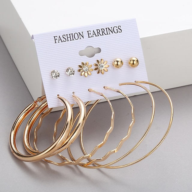 Shoes & Bags Fashion Accessories | 6 Pairs Earrings Dangle Earrings For Womens Pearl Street Gift Beach Alloy Geometrical Animal 