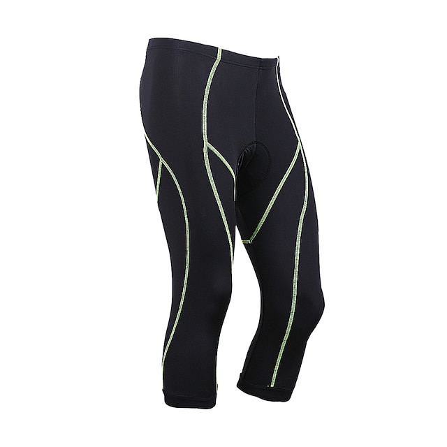  Herr Cykelvägshorts 3/4 cykeltights Rand Cykel 3/4 Strumpbyxor med 3 bakfickor Bergscykling Vägcykling 3D Tablett Cykel Snabb tork Fuktabsorberande sporter Grön Kläder