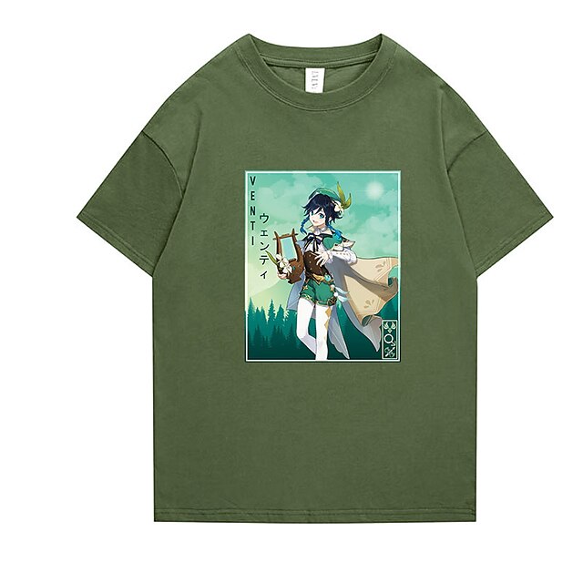 Toys & Hobbies Cosplay & Costumes | Inspired by Genshin Impact Venti T-shirt Cartoon 100% Polyester Anime Harajuku Graphic Kawai