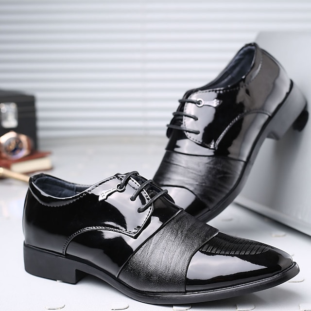 Shoes & Bags Mens Shoes | Mens Oxfords Classic British Daily Office & Career PU Booties / Ankle Boots Black Fall Spring - IK1694