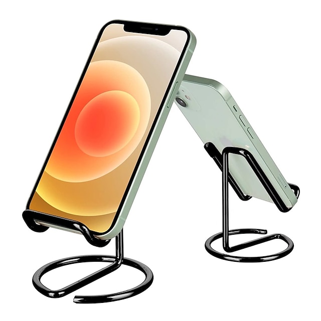 Phones & Accessories Phone Mounts & Holders | Cell Phone Stand for Desk Cute Metal Black Cell Phone Stand Holder Desk Accessorie