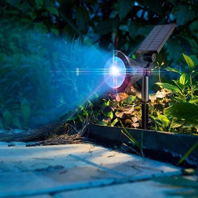  Faretto solare a 7 LED per esterni, lampada solare da giardino che cambia colore, applique da parete per l'illuminazione della decorazione del giardino