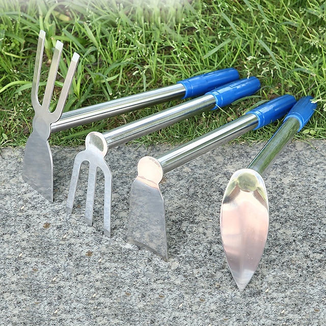 4pcs/Set Stainless Steel Gardening Hoe Small Digging Hoe Outdoor Farm ...