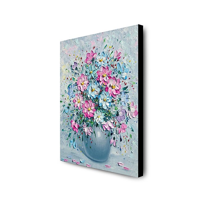 Home & Garden Wall Art | Oil Painting Hand Painted Vertical Abstract Floral / Botanical Modern Stretched Canvas - KC50716