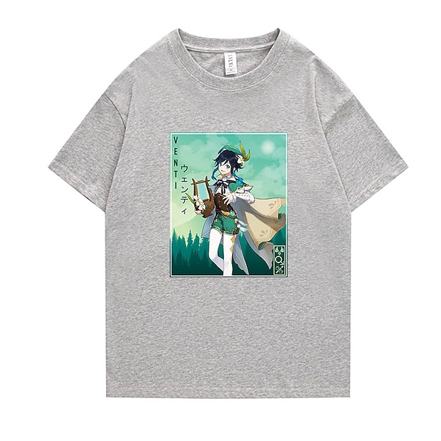 Toys & Hobbies Cosplay & Costumes | Inspired by Genshin Impact Venti T-shirt Cartoon 100% Polyester Anime Harajuku Graphic Kawai