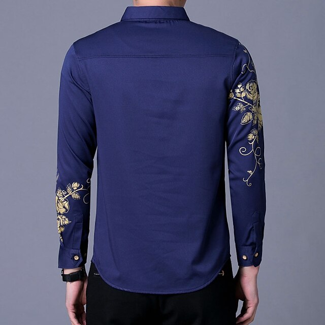 Mens Clothing Mens Shirts | Mens Shirt Floral Turndown Street Casual Button-Down Long Sleeve Tops Casual Fashion Breathable Comf