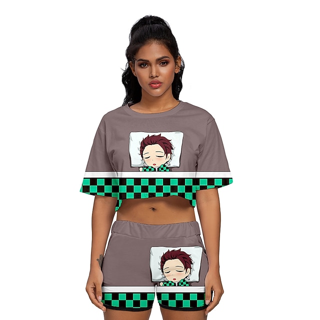 

Inspired by Demon Slayer: Kimetsu no Yaiba Kamado Nezuko Agatsuma Zenitsu Kamado Tanjiro Crop Top Cartoon 100% Polyester Anime Harajuku Graphic Shorts For Women's