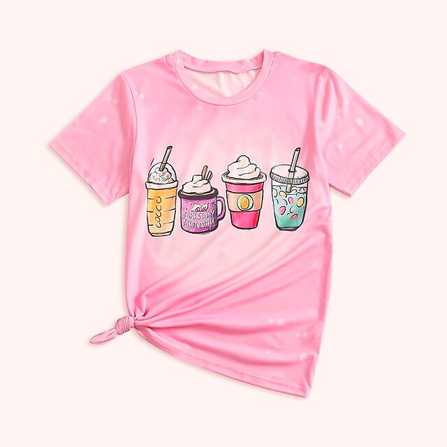 Baby & Kids Matching Outfits | Mommy and Me T shirt Tops Graphic Causal Print Pink Short Sleeve Adorable Matching Outfits / Summ