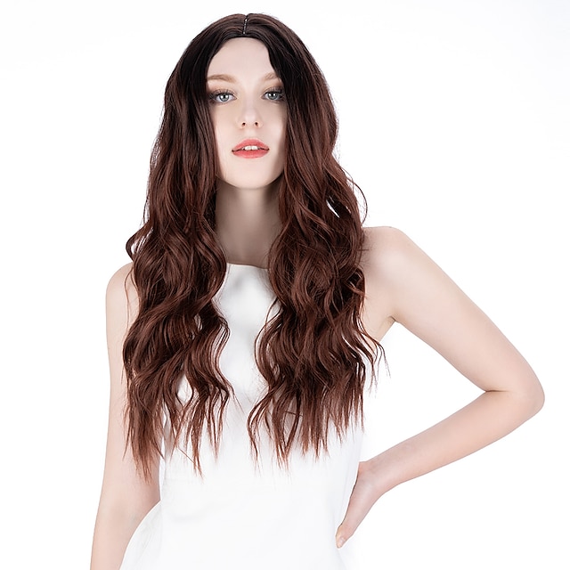 Beauty & Hair Wigs & Hair Pieces | Noble Hair Synthetic Wig Body Wave Wavy Middle Part Deep Parting Wig Long 18 inch 10 inch Pin