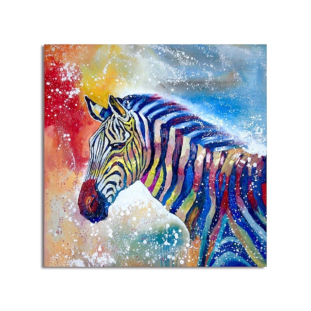 Home & Garden Wall Art | Oil Painting Hand Painted Square Abstract Animals Modern Stretched Canvas - AR84373