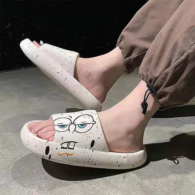  Summer Slippers,Fashion Slippers Female Summer Thick Bottom Trample Excreta Feeling Outside Wear Slip-proof Lovers Male Home Cartoon New Net Red for Indoor Outdoor