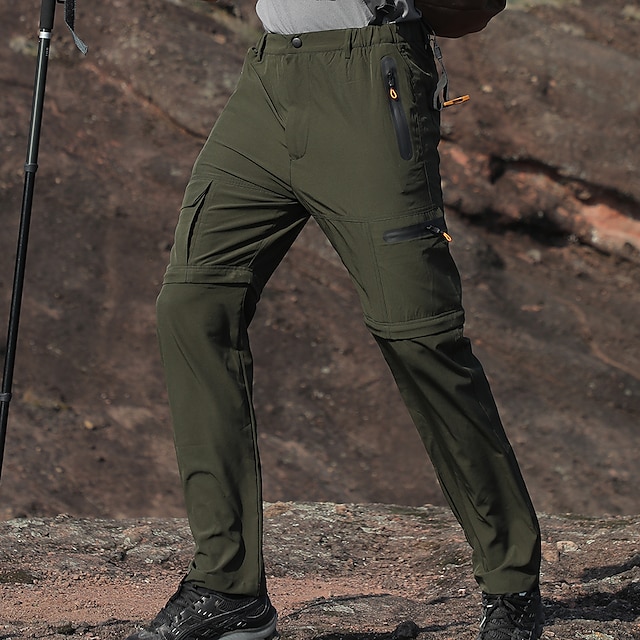 Men Cargo Combat Work Pants Zip Off Hiking Walking Trousers Casual Comfy Bottoms 