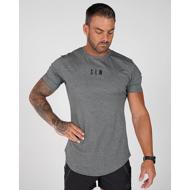 Sports & Outdoors Running, Jogging & Walking | Mens Running Shirt Tee Tshirt Top Athletic Athleisure Summer Spandex Breathable Q