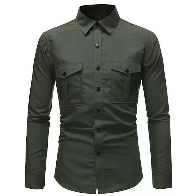 Men's Shirt Button Up Shirt Summer Shirt Work Shirt Cargo Shirt Green ...