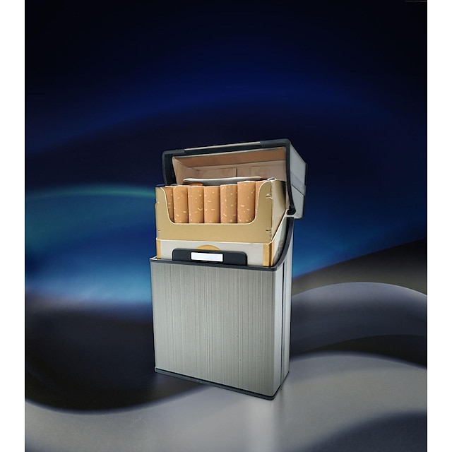  Sigarettenkoker van aluminiumlegering, capaciteit voor 20 stuks, vocht- en drukbestendig, uniek herencadeau, constructie van metalen aluminiumlegering, stijlvol creatief