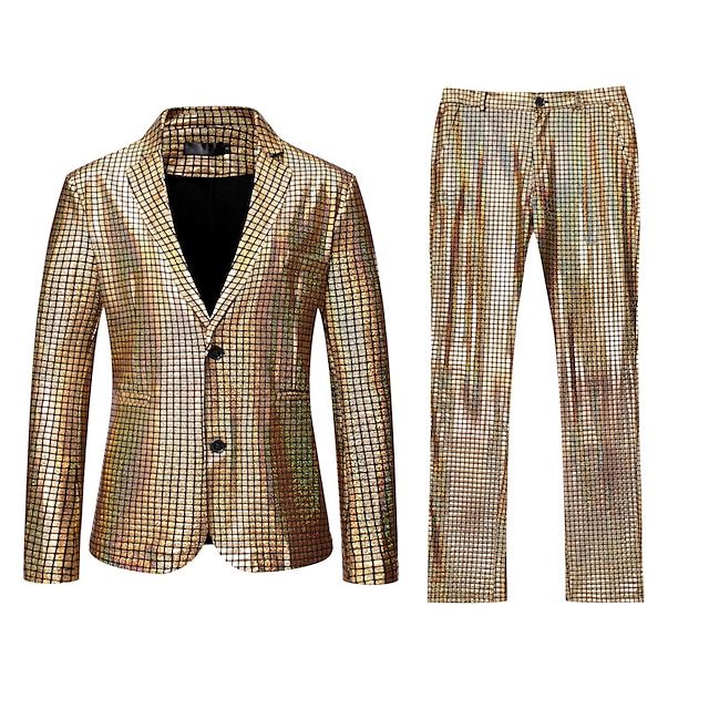 Disco 1980s Pants Outfits Suits & Blazers Lapel Collar Blazer Men's ...