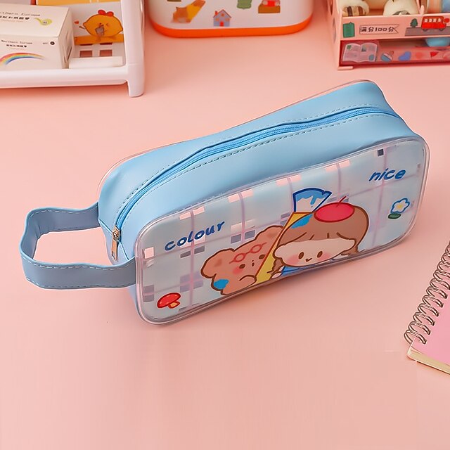 Consumer Electronics Stationery | Pencil Case Pen Pouch Marker Bag Waterproof Cartoon Transparent PVC for School Student Kids - 