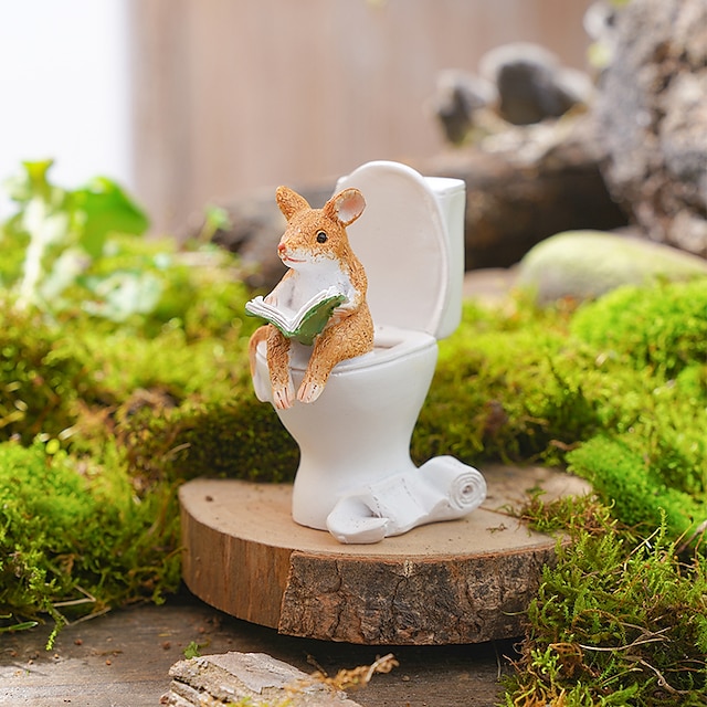 Home & Garden Home Decor | Small Animal Toilet Series Ornaments Decorative Objects Resin Modern Contemporary for Home Decoration