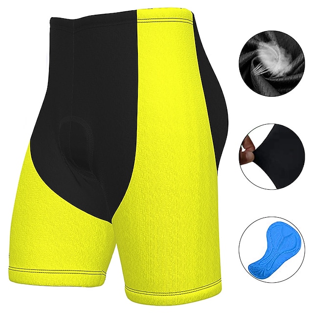  21Grams Men's Bike Shorts Cycling Padded Shorts Bike Shorts Pants Mountain Bike MTB Road Bike Cycling Sports Patchwork Fluorescent 3D Pad Cycling Breathable Quick Dry Green Yellow Polyester Spandex