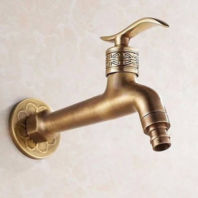 Outdoor Faucet,Wall Mount Antique Brass Faucet,Garden Outdoor ...