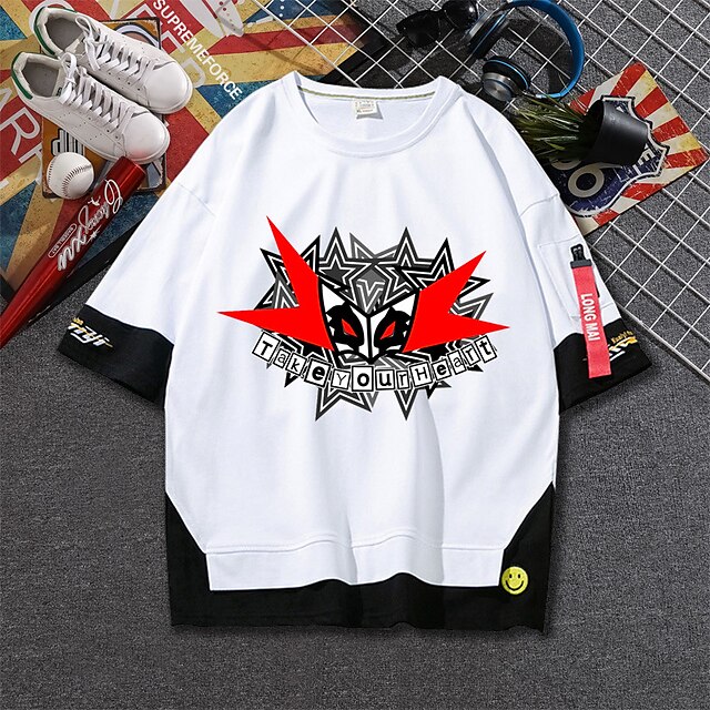 Toys & Hobbies Cosplay & Costumes | Inspired by Persona 5 Joker T-shirt Cartoon 100% Polyester Anime Fake two piece Harajuku Str