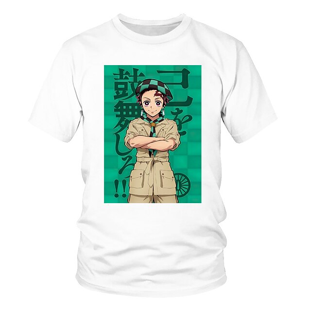 Toys & Hobbies Cosplay & Costumes | Inspired by Demon Slayer: Kimetsu no Yaiba Kamado Tanjiro T-shirt Anime 100% Polyester Anime