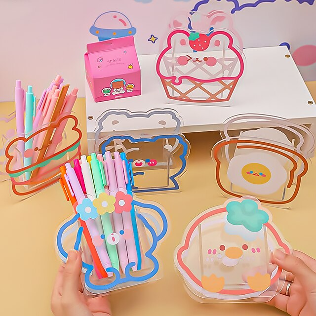 Consumer Electronics Stationery | Pen Pencil Holder Cup Cartoon Creative Transparent Plastics for School Office Student - WT4721