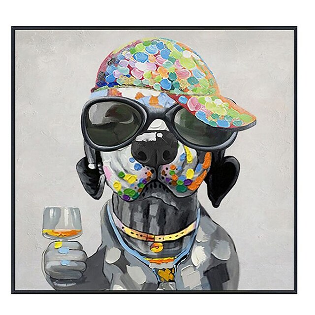 Oil Painting Hand Painted Square Abstract Animals Contemporary Modern Rolled Canvas (No Frame) 5