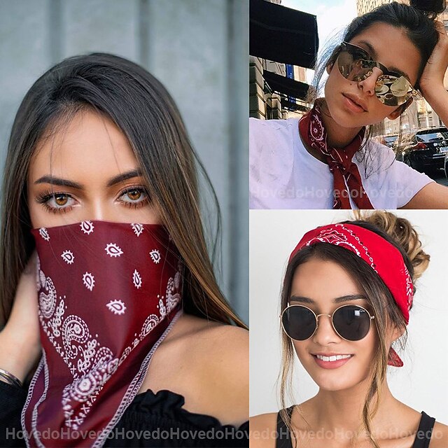 1pc Women's Headbands Bandana Hair Scarf For Street Gift Holiday Head Handmade Fabric Black Blue Dark Red 9