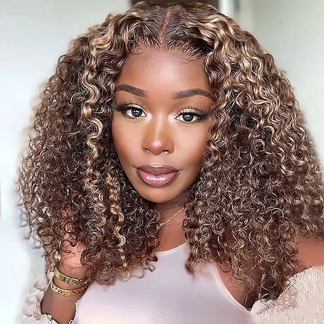 Beauty & Hair Wigs & Hair Pieces | Ishow Brazilian Hair Remy Human Hair Piano Color P4/27 13x4 Lace Front Wig Short Bob Curly 15