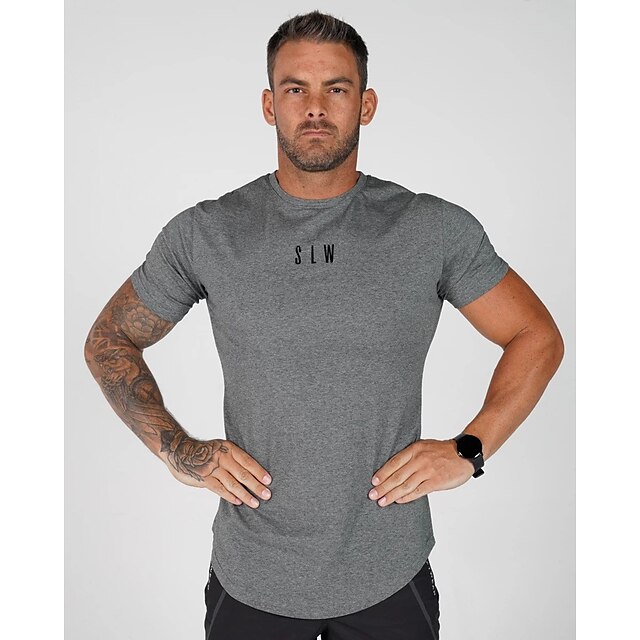 Sports & Outdoors Running, Jogging & Walking | Mens Running Shirt Tee Tshirt Top Athletic Athleisure Summer Spandex Breathable Q