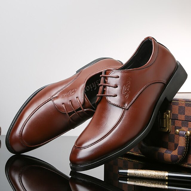 Shoes & Bags Mens Shoes | Mens Oxfords Classic British Daily Office & Career PU Booties / Ankle Boots Brown Fall Spring - OM7047