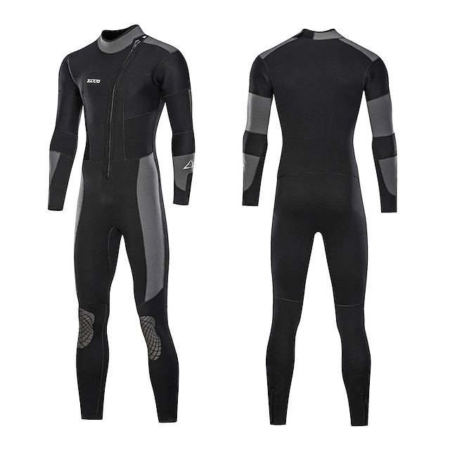  ZCCO Men's Full Wetsuit 5mm SCR Neoprene Diving Suit Thermal Warm UPF50+ Quick Dry High Elasticity Long Sleeve Full Body Front Zip Knee Pads - Swimming Diving Surfing Snorkeling Patchwork Autumn