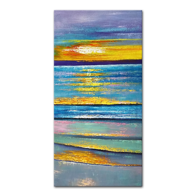 Home & Garden Wall Art | Oil Painting Hand Painted Vertical Abstract Landscape Contemporary Modern Rolled Canvas (No Frame) - QR