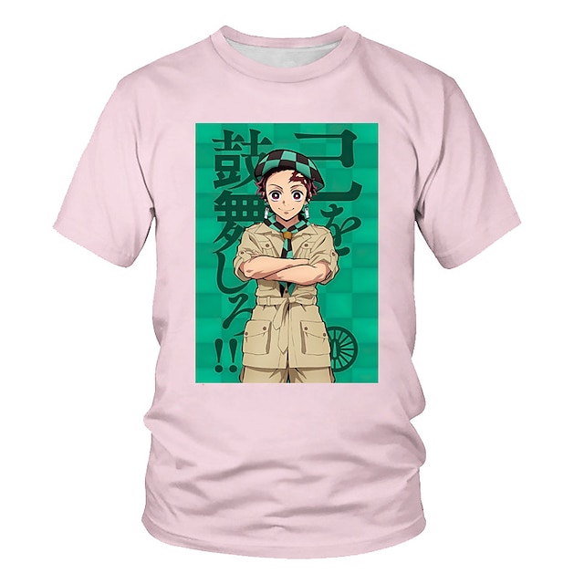 Toys & Hobbies Cosplay & Costumes | Inspired by Demon Slayer: Kimetsu no Yaiba Kamado Tanjiro T-shirt Anime 100% Polyester Anime