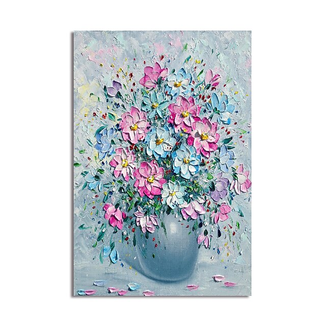 Home & Garden Wall Art | Oil Painting Hand Painted Vertical Abstract Floral / Botanical Modern Stretched Canvas - KC50716