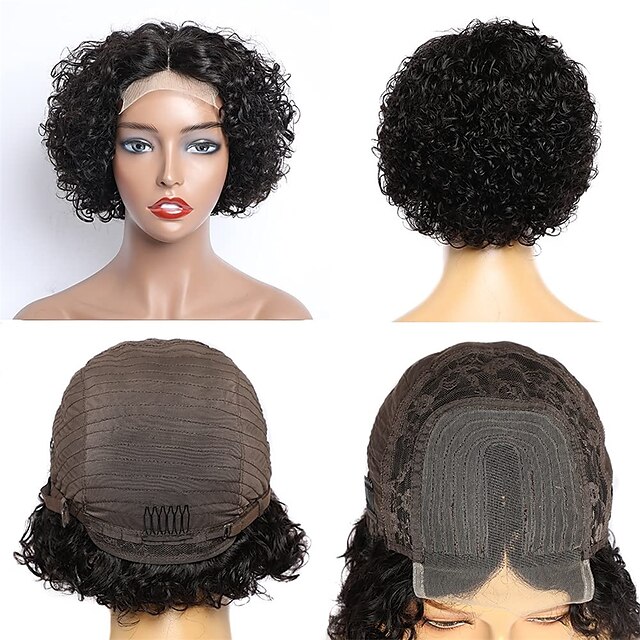 Short Bob Pixie Cut Wigs Real Wigs Brazilian Short Curls Bob 4x1 Lace