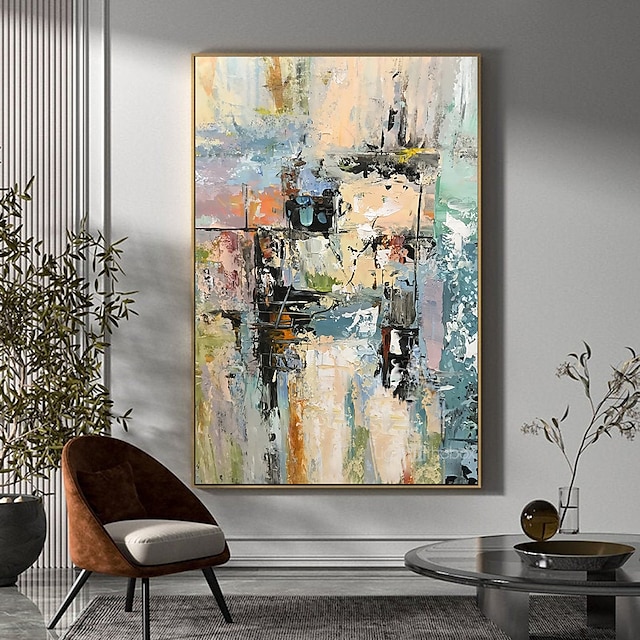 Home & Garden Wall Art | Oil Painting Hand Painted Horizontal Panoramic Abstract Landscape Modern Rolled Canvas (No Frame) - AD9