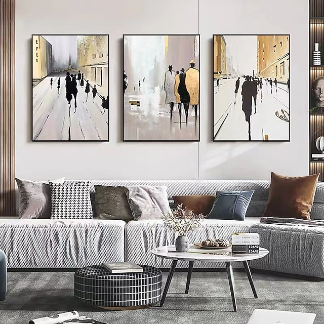 Oil Painting Hand Painted Vertical Abstract Architecture Vintage Modern