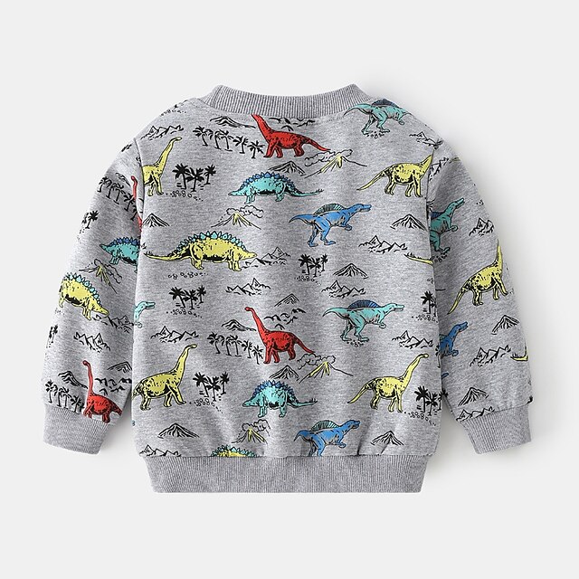 Baby & Kids Boys Clothing | Kids Boys Sweatshirt Long Sleeve Cartoon Dinosaur Gray Children Tops Fall Winter Active Cool Daily O