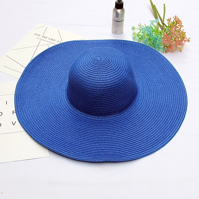  Καπέλο Ντέρμπι Καπέλα Άχυρο Ψάθινο καπέλο Καπέλο ηλίου Causal Αργίες Παραλία Πεπαλαιωμένο Στυλ Κομψό Με Πλισέ Καθαρό Χρώμα Ακουστικό Καπέλα