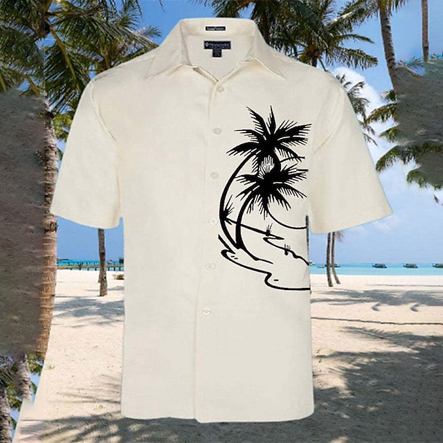 Mens Clothing Mens Shirts | Mens Shirt Tree Turndown Street Casual Button-Down Print Short Sleeve Tops Casual Fashion Streetwear