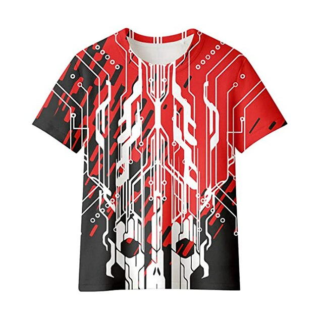 Baby & Kids Boys Clothing | Kids Boys T shirt Short Sleeve 3D Print Graphic Geometric Red Children Tops Spring Summer Active Fas