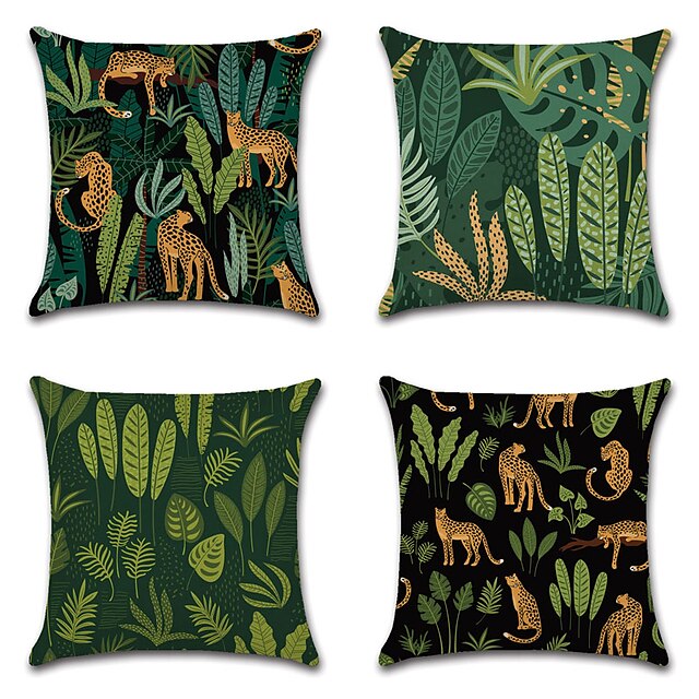 Home & Garden Home Decor | Tropical Double Side Cushion Cover 4PC Soft Decorative Square Throw Pillow Cover Cushion Case Pillowc